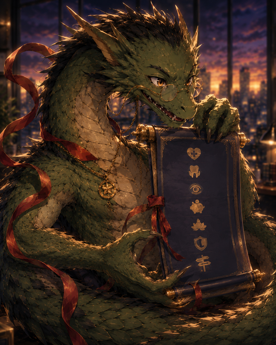 Benefits Dragon character portrait