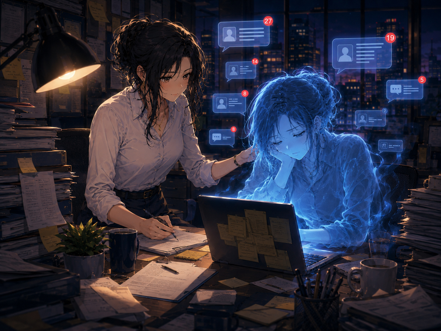 Burnout Ghost haunts late night workplace chat