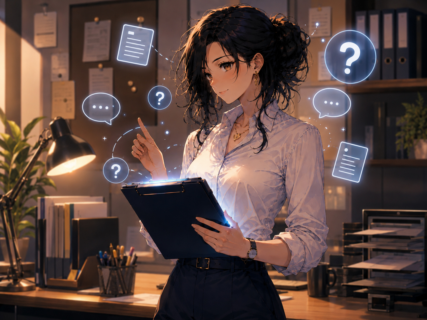 FAQ clipboard with question marks