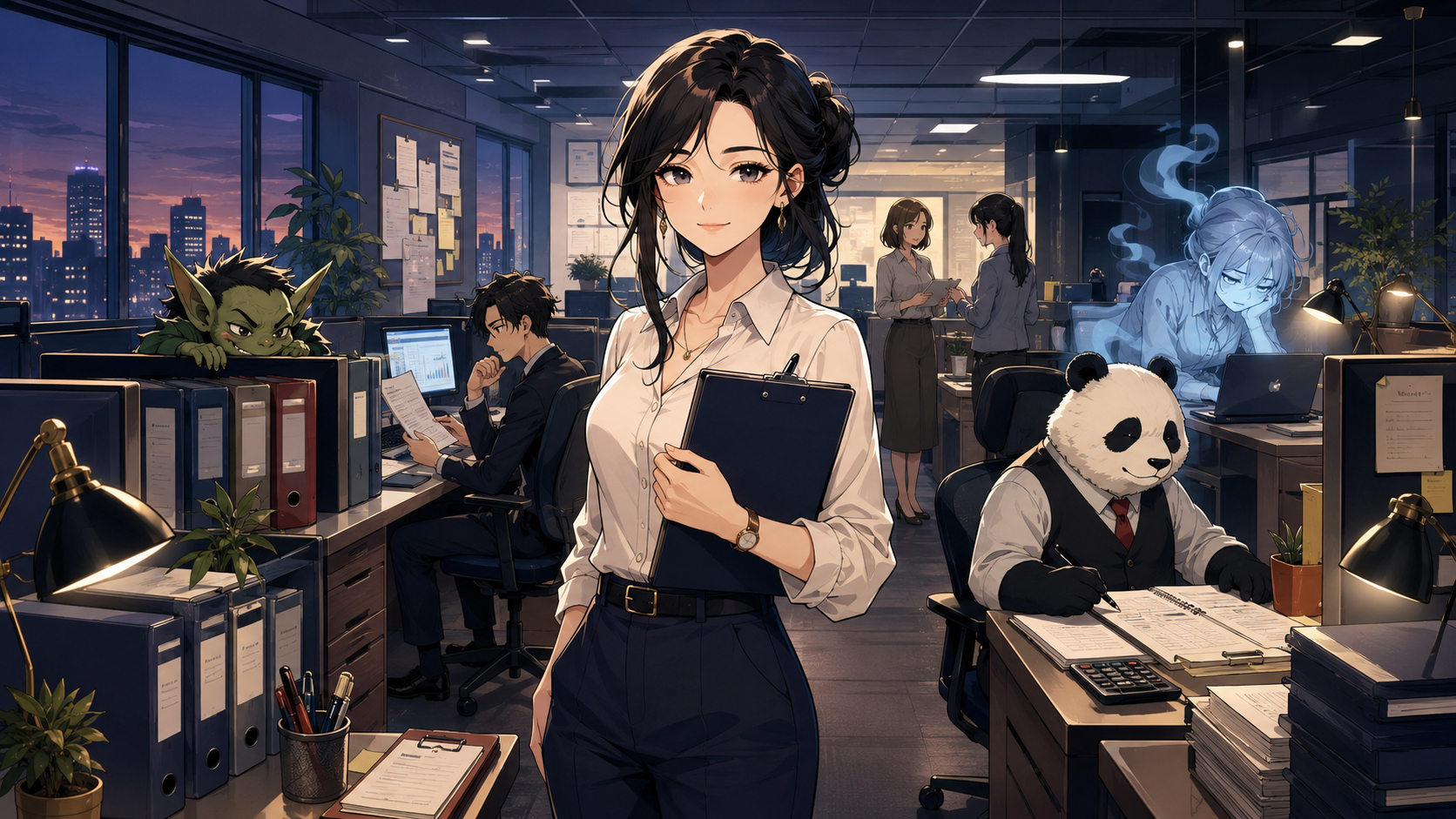 HR Daily newsroom with Hana Resources and office characters