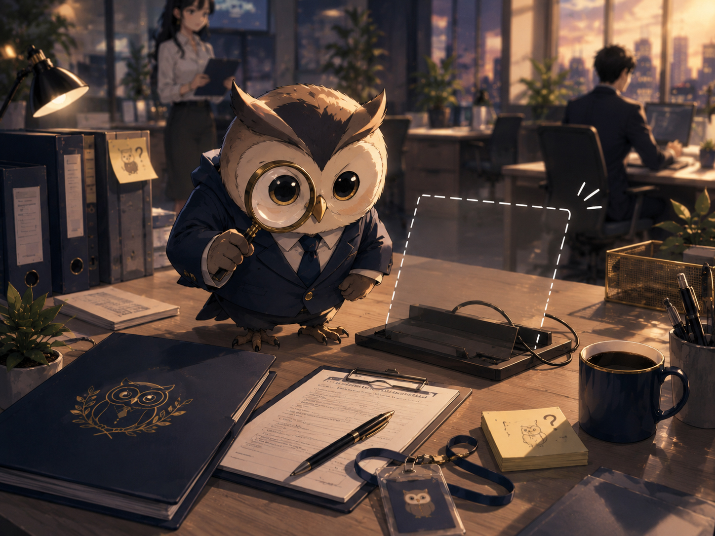 Onboarding Owl investigating a missing laptop