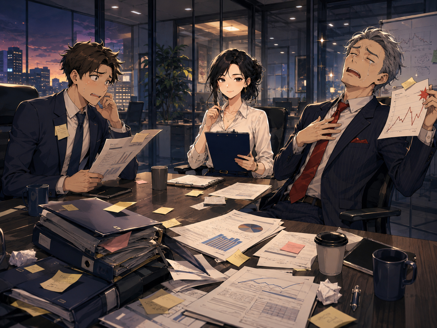 A performance review going sideways in a conference room