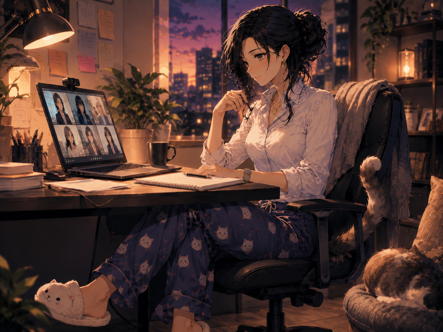 Remote work pajama meeting